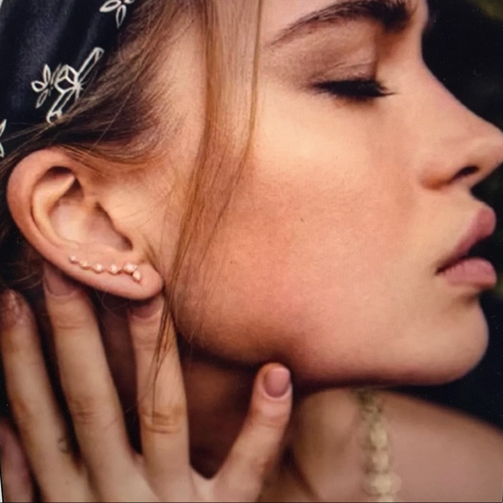 Luv AJ Rose Gold Kite Crawler Earrings + Studs